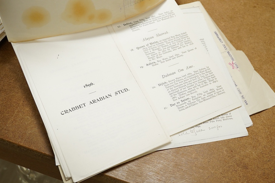 Archive of the Courthouse Farm Stud, Offham near Lewes and the Clark family, 1900-2014, including an important series of letters from Lady Anne Blunt at the Sheyk Obeyd Stud, Ain Shems, Egypt, 1912-1917, and her daughter